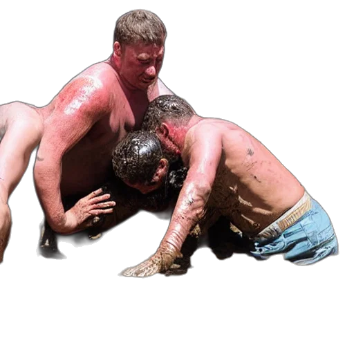 photorealistic, fire, drunks, fall, over, mud, wrestling transparent PNG cut-out