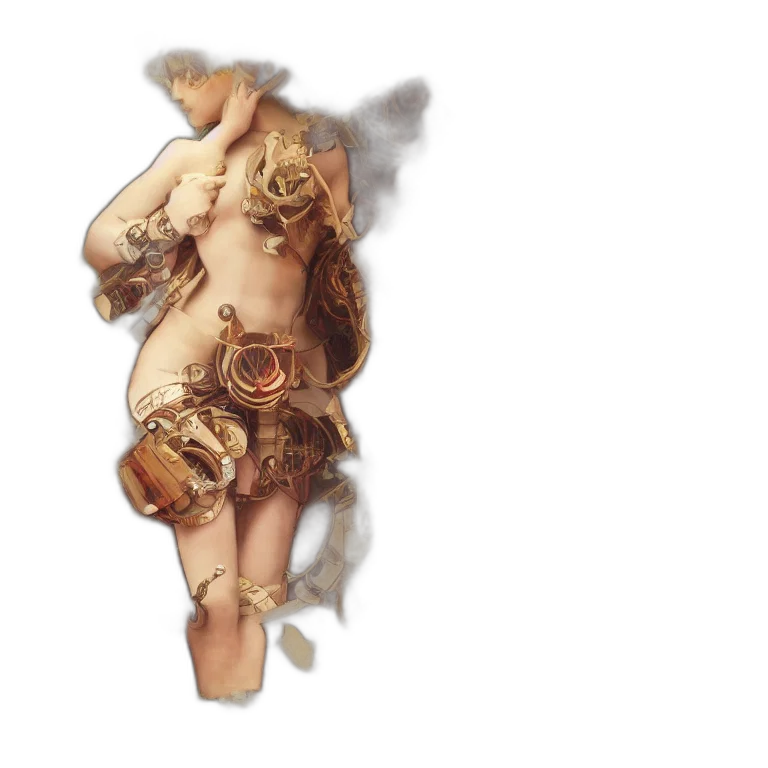 dress, weapon, jewelry, concept art, fantasy art, watercolor, photorealistic, earth tones transparent PNG cut-out