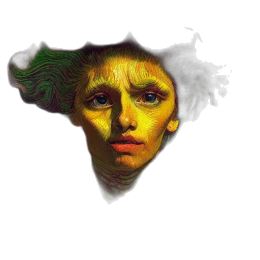 face, mask, crown, hair, photorealistic, pixel art, vaporwave, concept art transparent PNG cut-out