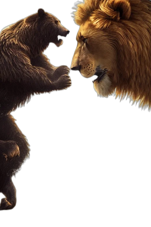concept art, photorealistic, bear, lion transparent PNG cut-out