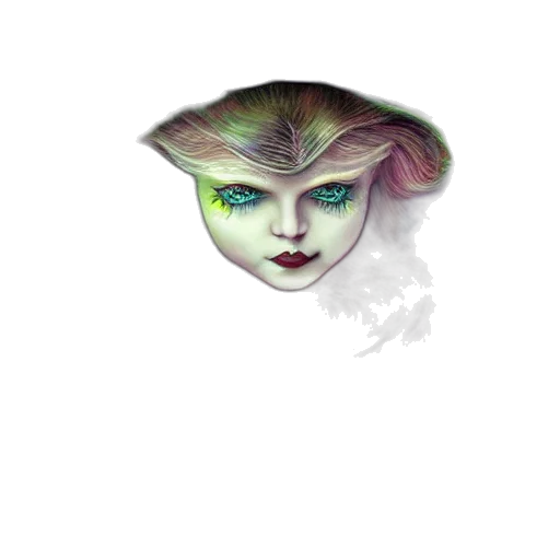 mask, face, creature, jewelry, fantasy art, concept art, 3d render, watercolor transparent PNG cut-out