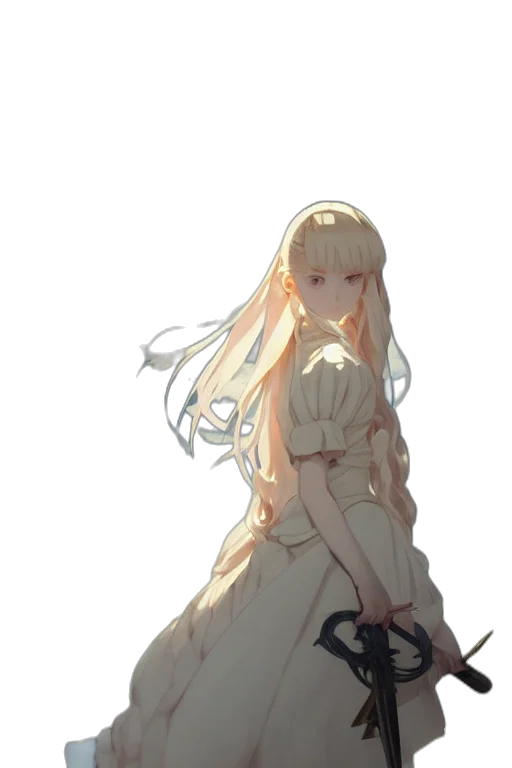 dress, staff, creature, crown transparent PNG cut-out