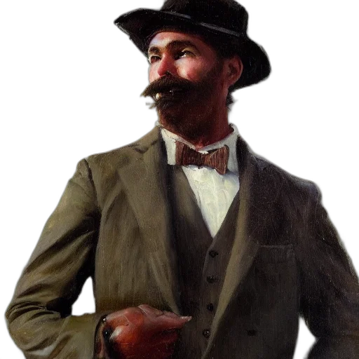 hat, staff, face, jacket, oil painting, photorealistic, concept art, pixel art transparent PNG cut-out