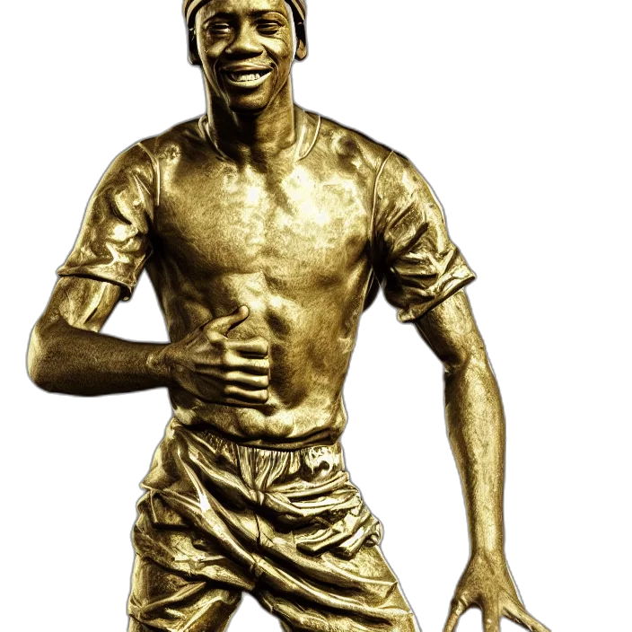 photorealistic, comic book art, cartoon, stoic, statue, ronaldinho, smiling, making transparent PNG cut-out