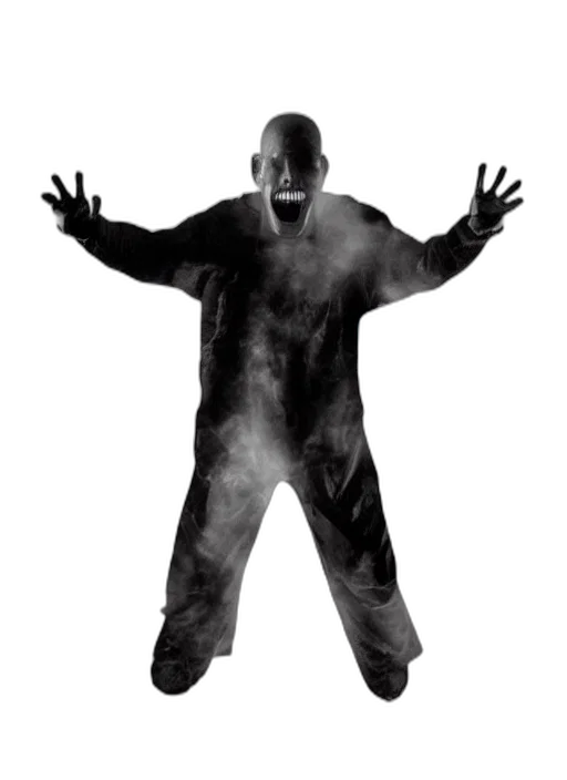 creature, jacket, mask, staff transparent PNG cut-out
