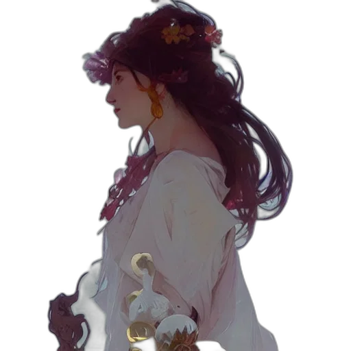 crown, dress, jewelry, staff, concept art, fantasy art, oil painting, anime transparent PNG cut-out