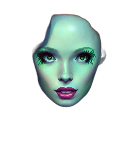 mask, face, creature, robot, 3d render, vaporwave, concept art, photorealistic transparent PNG cut-out