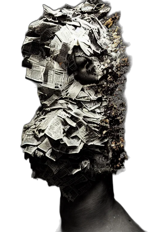 mask, dress, face, crown, cyberpunk, concept art, photorealistic, 3d render transparent PNG cut-out