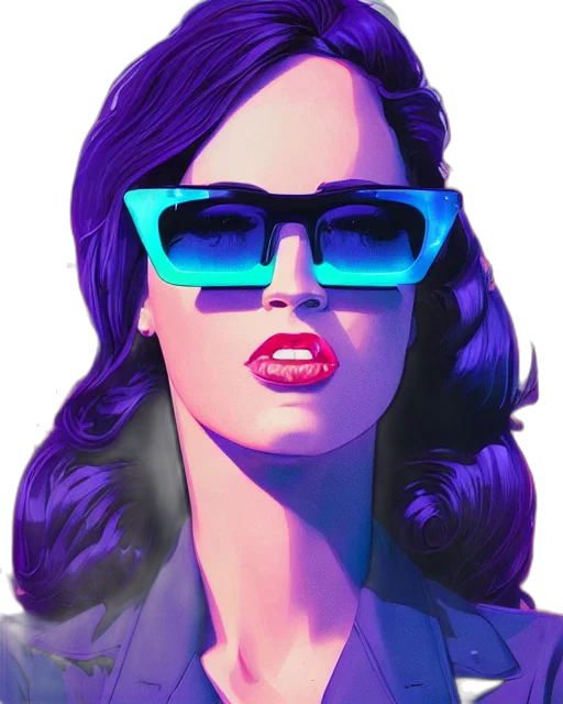 face, comic book art, vaporwave, cartoon, photorealistic, neon lights, neon, blue transparent PNG cut-out