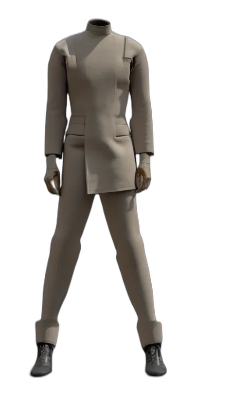 jacket, dress, staff, robot transparent PNG cut-out
