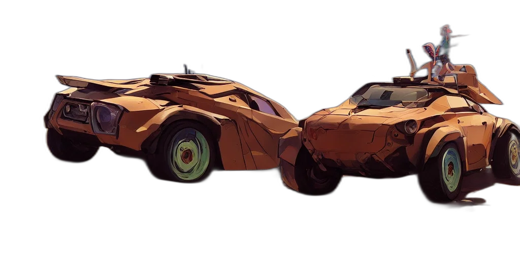 car, concept art, 3d render, comic book art, photorealistic, earth tones, futuristic, rally transparent PNG cut-out