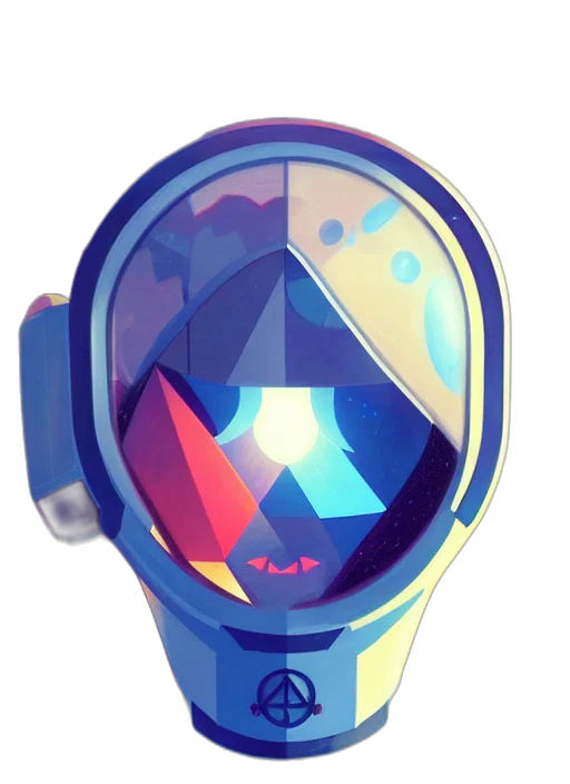 mask, face, robot, staff, vaporwave, concept art, cyberpunk, pixel art transparent PNG cut-out