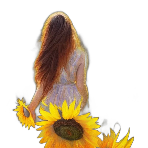 dress, flower, hair, crown, oil painting, photorealistic, watercolor, fantasy art transparent PNG cut-out