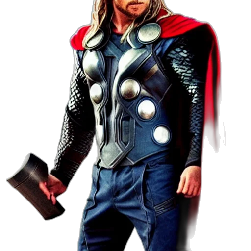 jacket, comic book art, concept art, 3d render, cartoon, thor, holding, his transparent PNG cut-out
