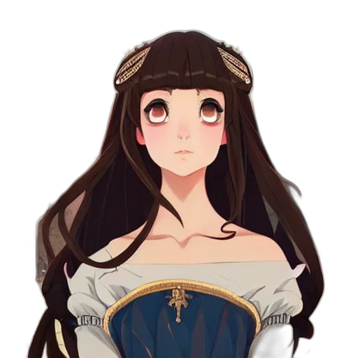 dress, crown, hat, face, anime, fantasy art, pixel art, cartoon transparent PNG cut-out