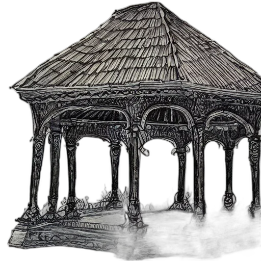 furniture, building, umbrella, crown, concept art, 3d render, photorealistic, pencil sketch transparent PNG cut-out