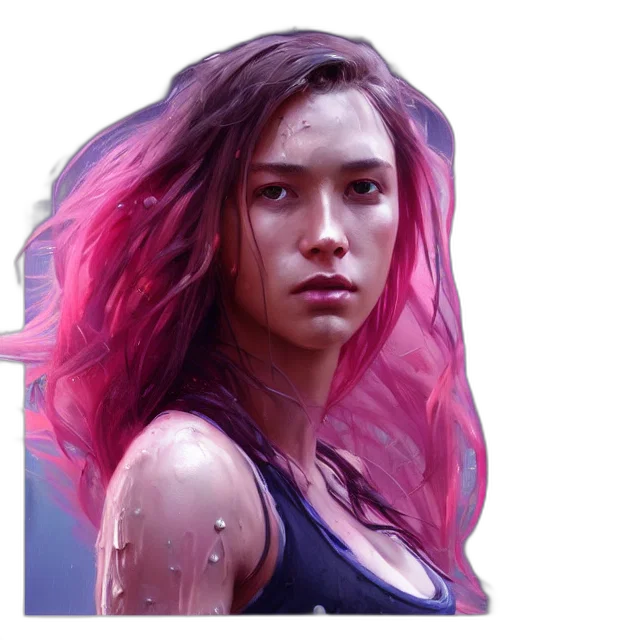 face, hair, photorealistic, concept art, comic book art, cyberpunk, pastel, colorful transparent PNG cut-out