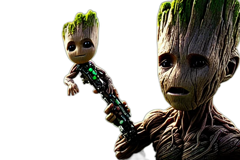 tree, creature, weapon, staff, 3d render, concept art, comic book art, pixel art transparent PNG cut-out