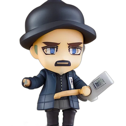 cartoon, concept art, pixel art, 3d render, old, man, nendoroid, figurine transparent PNG cut-out