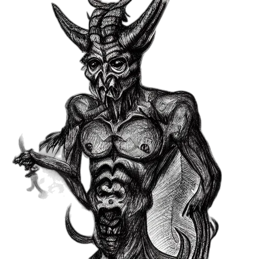 creature, mask, staff, dragon, fantasy art, pencil sketch, concept art, comic book art transparent PNG cut-out