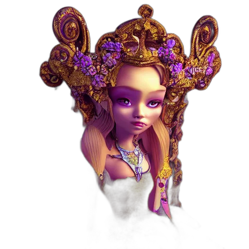 crown, jewelry, staff, face, fantasy art, concept art, 3d render, pixel art transparent PNG cut-out