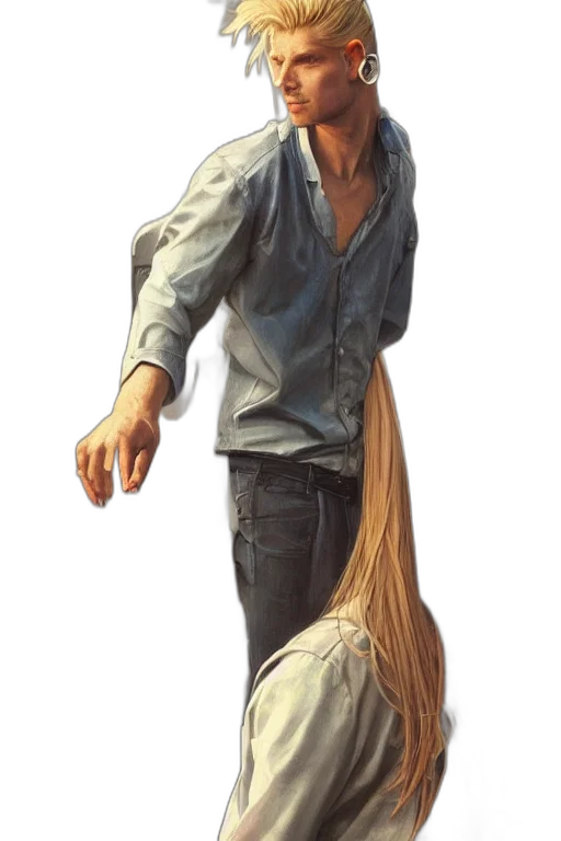 hair, staff, jacket, weapon, concept art, photorealistic, fantasy art, comic book art transparent PNG cut-out