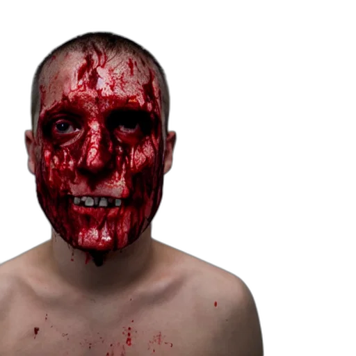 face, mask, creature, photorealistic, concept art, 3d render, bloody transparent PNG cut-out