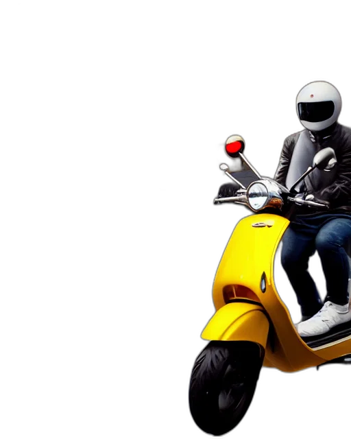 robot, 3d render, concept art, photorealistic, moped, scooter, racing, street transparent PNG cut-out