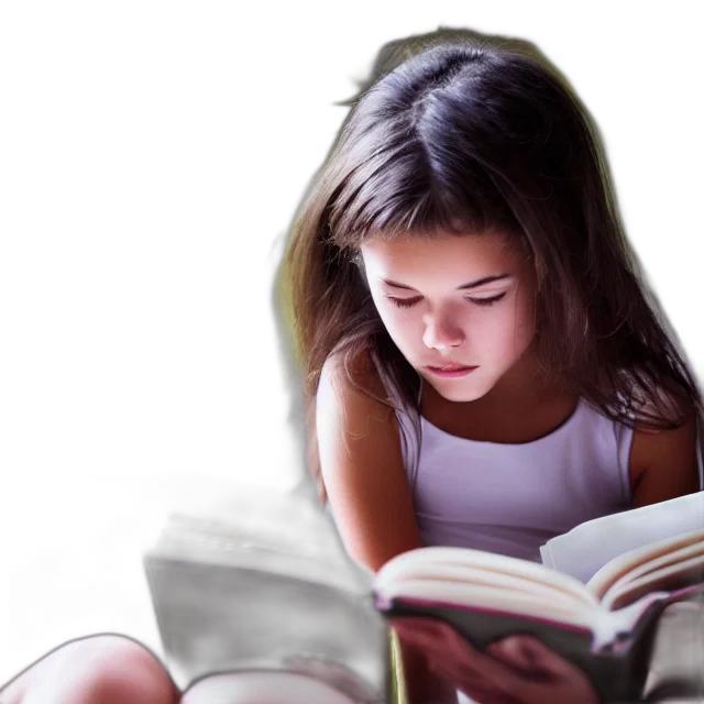 photorealistic, photo, girl, reading, book, highly, detailed, hdr transparent PNG cut-out