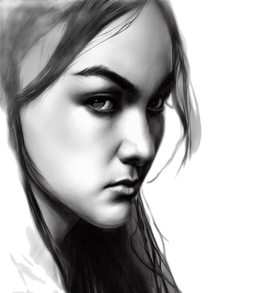 face, photorealistic, oil painting, pencil sketch, fantasy art, monochrome, dark, blue transparent PNG cut-out