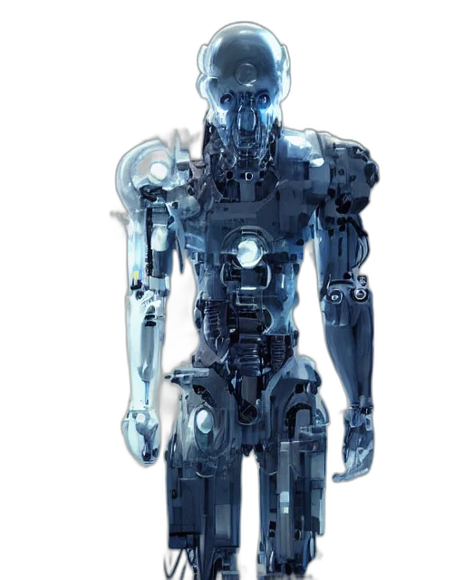 robot, staff, weapon, face, concept art, cyberpunk, 3d render, pixel art transparent PNG cut-out
