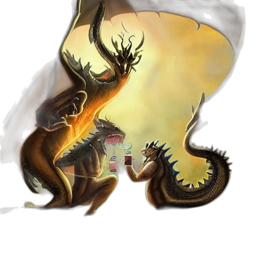 dragon, creature, concept art, fantasy art, pixel art, watercolor, fire, fog transparent PNG cut-out