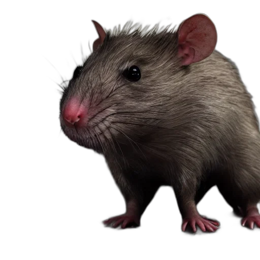 animal, creature, food, weapon, photorealistic, concept art, 3d render, rat transparent PNG cut-out