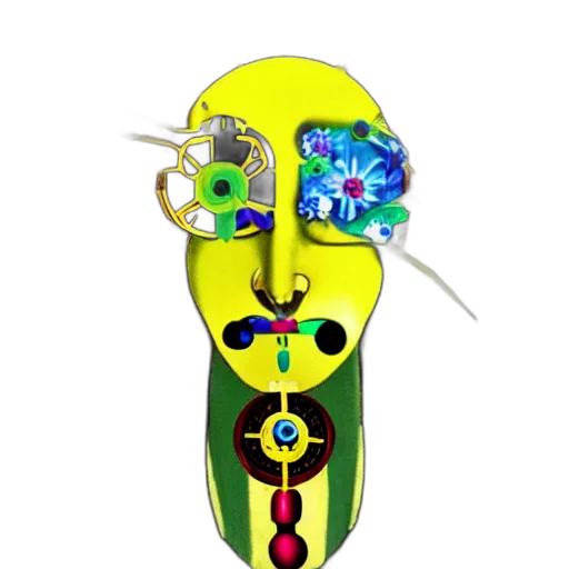 mask, jewelry, face, robot, concept art, cyberpunk, 3d render, cartoon transparent PNG cut-out