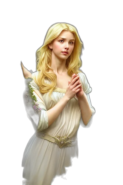 dress, jewelry, staff, fantasy art transparent PNG cut-out