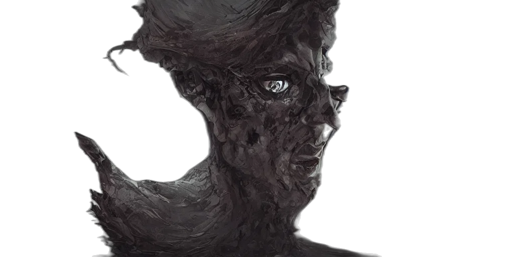 face, mask, creature, hair, concept art, photorealistic, 3d render, fantasy art transparent PNG cut-out