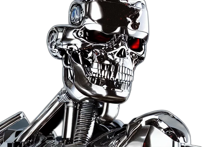 robot, cyberpunk, 3d render, photorealistic, concept art, terminator, chrome, reflect transparent PNG cut-out