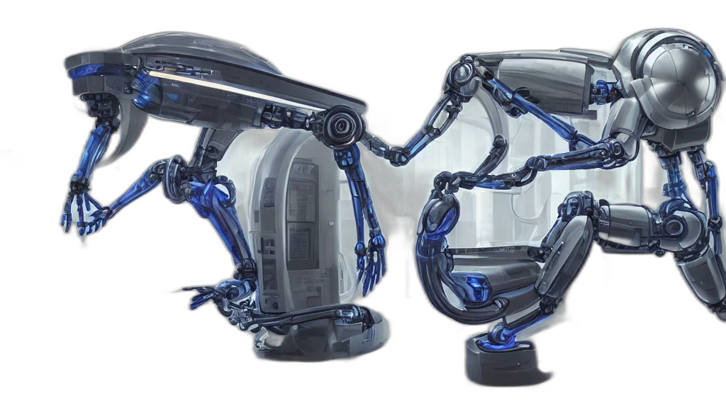 robot, 3d render, concept art, cyberpunk, futuristic, robotic, neoclassical, computer transparent PNG cut-out