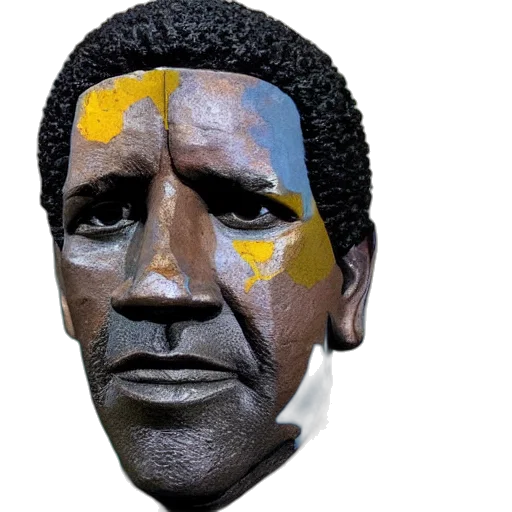 mask, face, 3d render, photorealistic, concept art, sculpture, denzel, washington transparent PNG cut-out