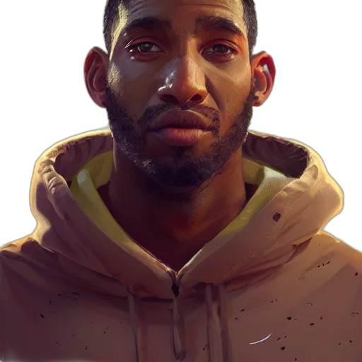 face, jacket, staff, concept art, photorealistic, fantasy art, cartoon, earth tones transparent PNG cut-out