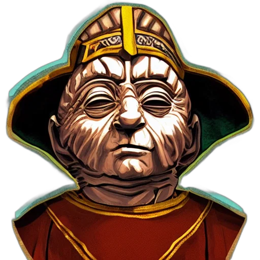 staff, face, crown, mask, concept art, 3d render, pixel art, comic book art transparent PNG cut-out