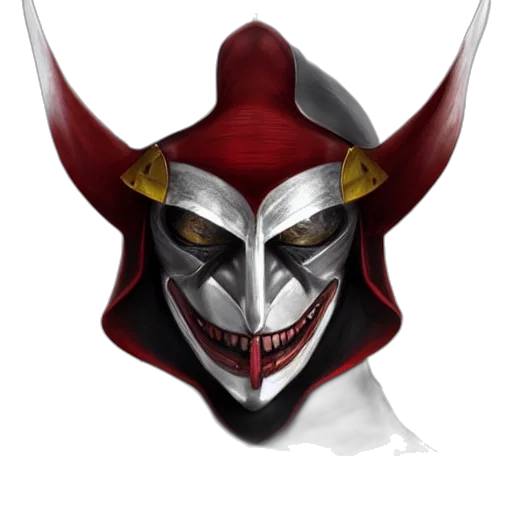 mask, face, crown, concept art, fantasy art, photorealistic, 3d render, red transparent PNG cut-out