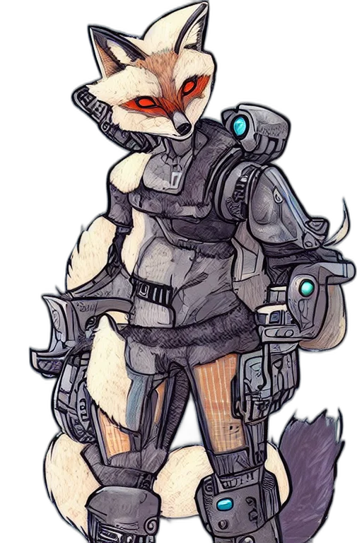 robot, creature, staff, weapon, cyberpunk, concept art, watercolor, fantasy art transparent PNG cut-out