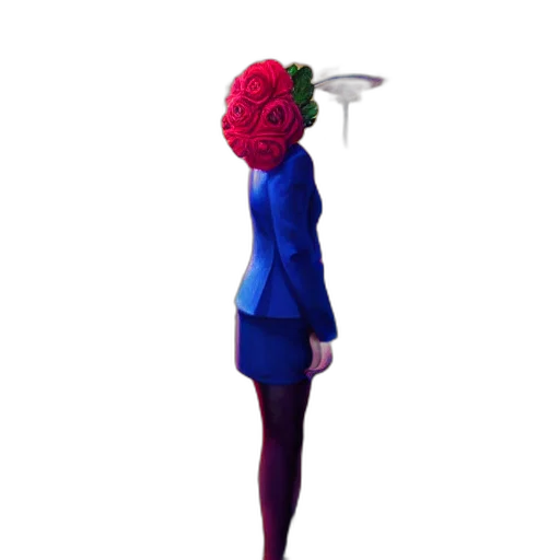 dress, flower, staff, umbrella, concept art, 3d render, pixel art, cartoon transparent PNG cut-out