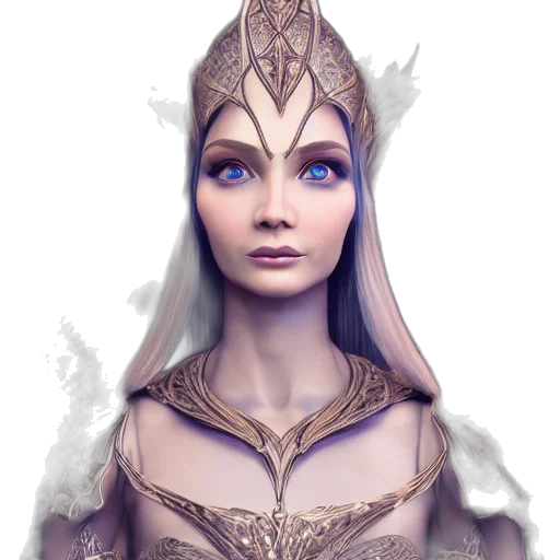 crown, face, jewelry, dress, fantasy art, concept art, 3d render, photorealistic transparent PNG cut-out