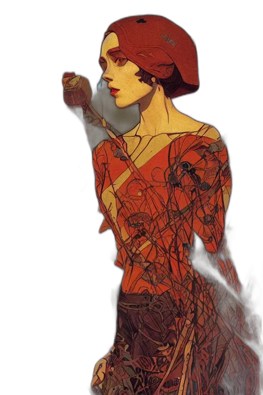 dress, hat, staff, jewelry transparent PNG cut-out