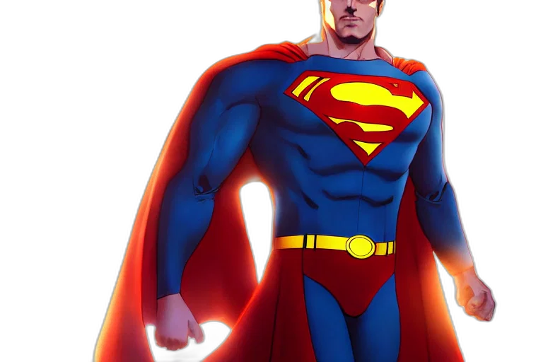 comic book art, concept art, cartoon, photorealistic, superman, ironman, suit, single transparent PNG cut-out