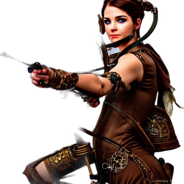 staff, weapon, fantasy art, concept art, photorealistic, 3d render, steampunk, archer transparent PNG cut-out
