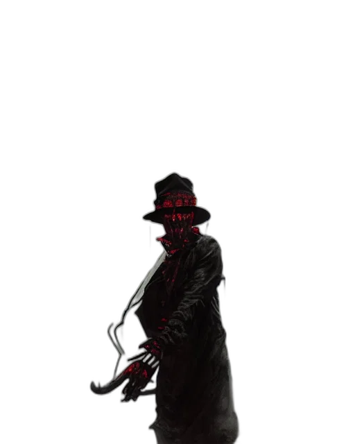 staff, hat, mask, jacket, concept art, cyberpunk, pixel art, comic book art transparent PNG cut-out