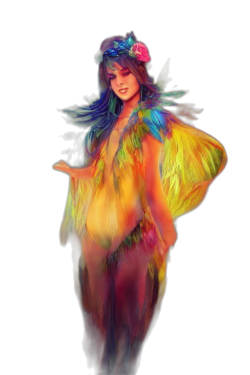 dress, creature, hair, watercolor, fantasy art, oil painting, concept art, colorful transparent PNG cut-out